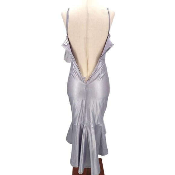 EMERLAD SUNDAE XS lavender sparkle ruffle mermaid high low midi dress B124 - Picture 2 of 7